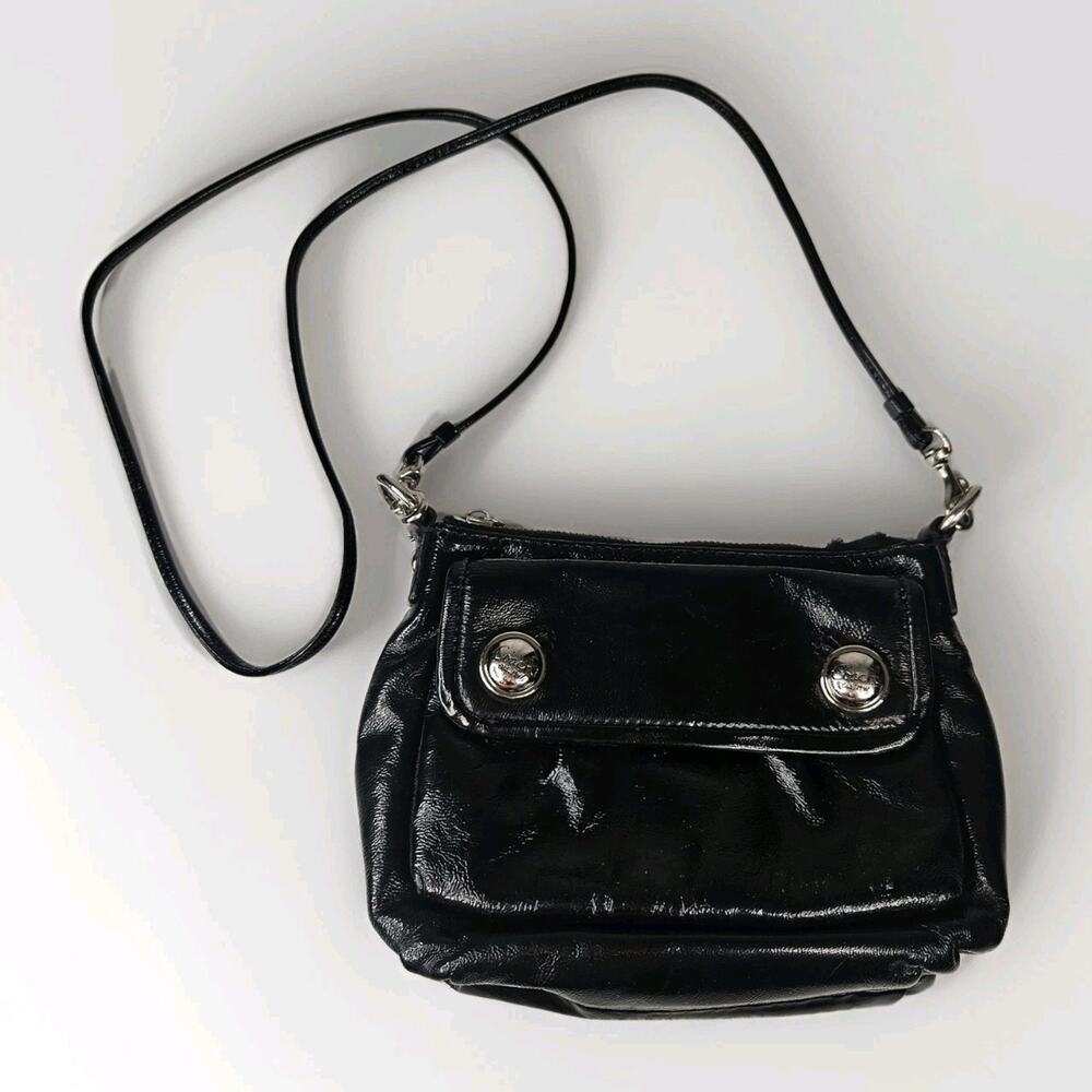 Coach Black Patent Leather Small Crossbody with Silver Hardware